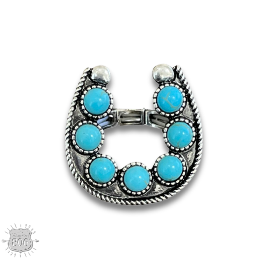 Stone horseshoe stretch ring: Turquoise