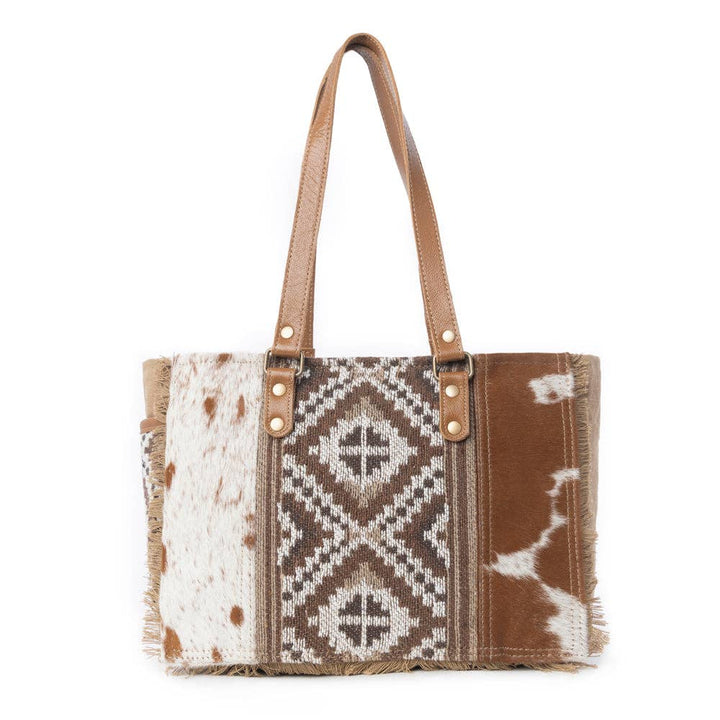 Myra Bag Elisa Natural Cowhide Canvas Small Crossbody Bag For Women