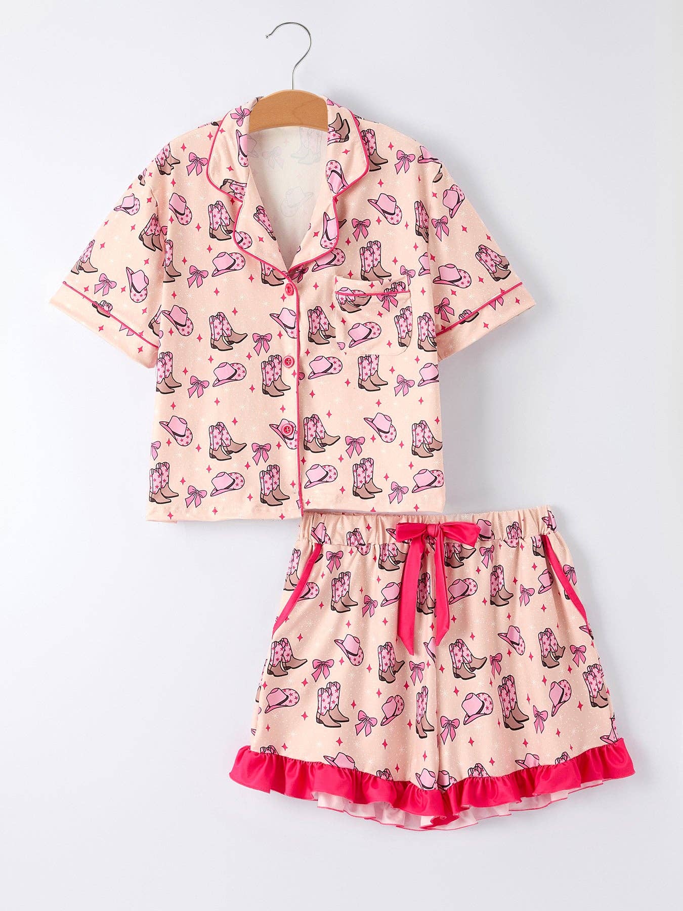 Mommy & Me Western Print Ruffle Pajama Set: KIDS