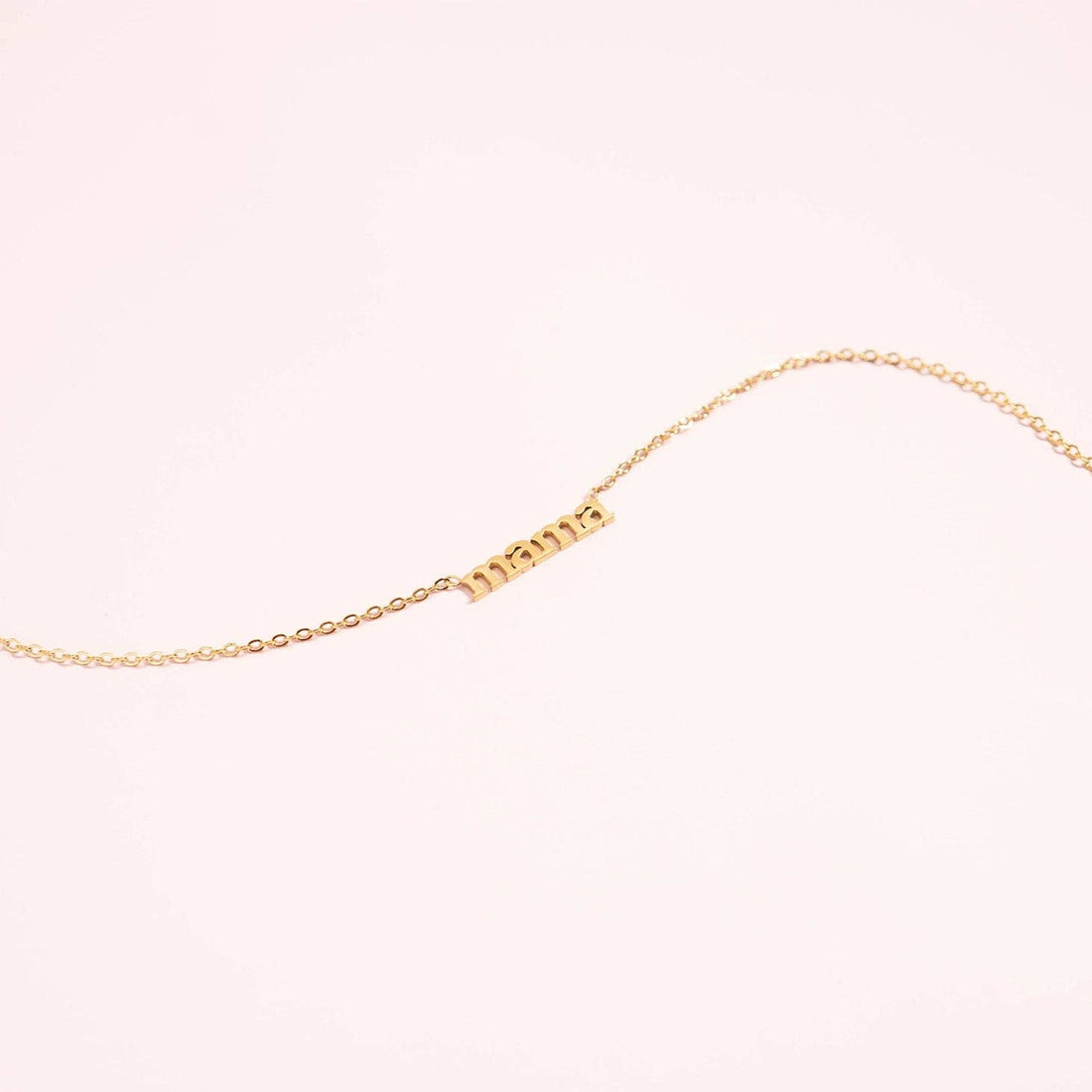 18K Gold PVD Stainless Steel Mama Charm Necklace: Gold