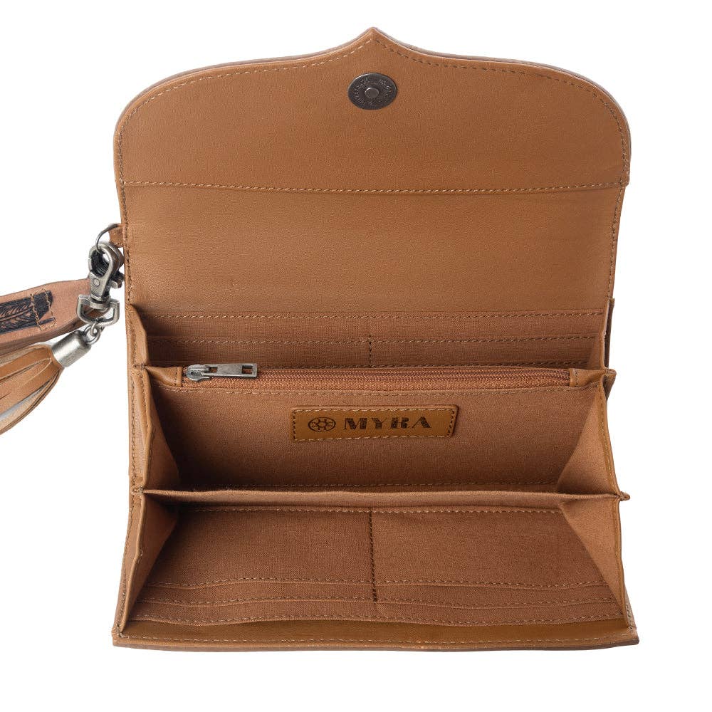Myra Western Handtooled Leather Wallet Wildflower