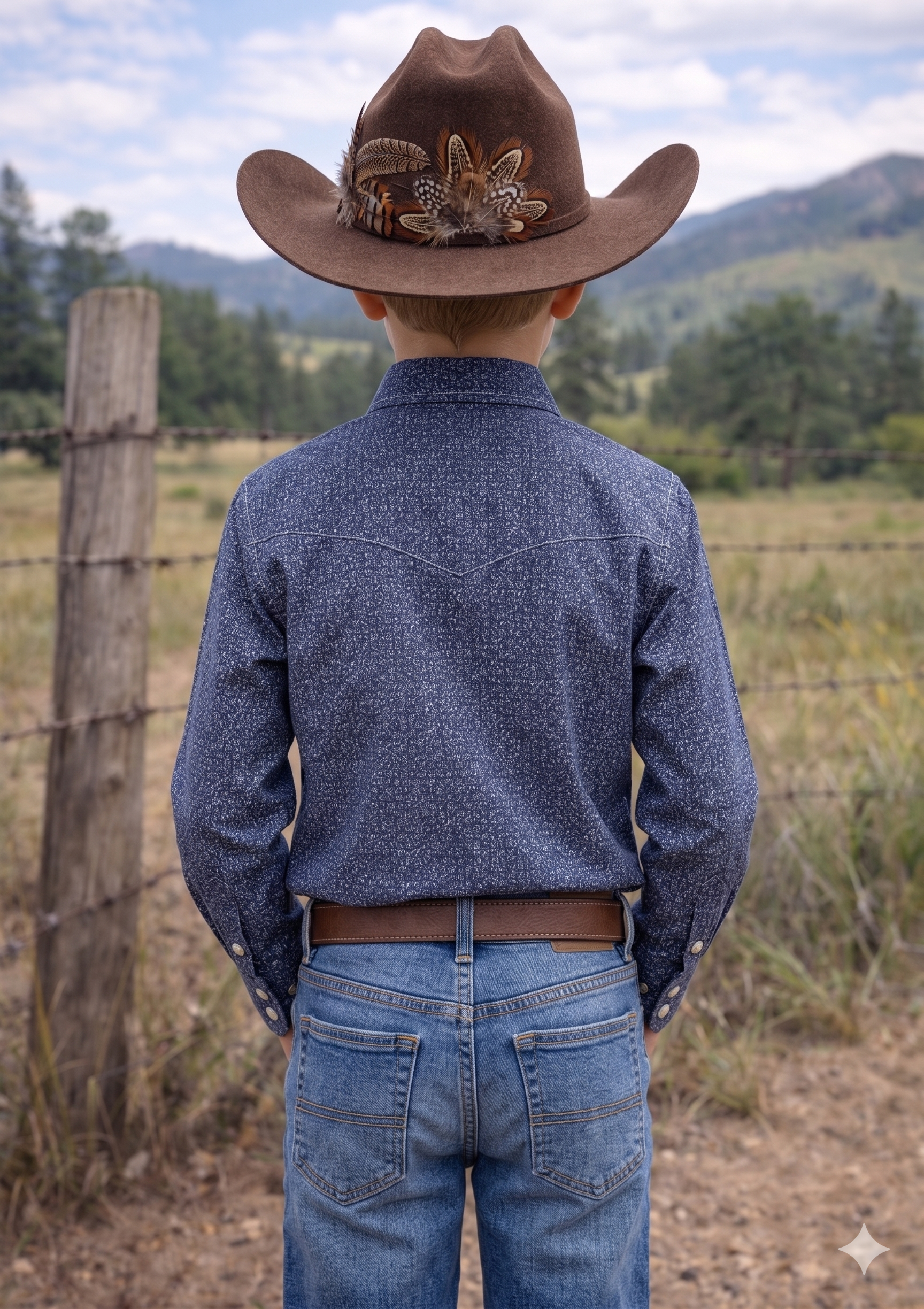 Boys Premium Cotton Western Snaps Long Sleeves Shirts with Stretch