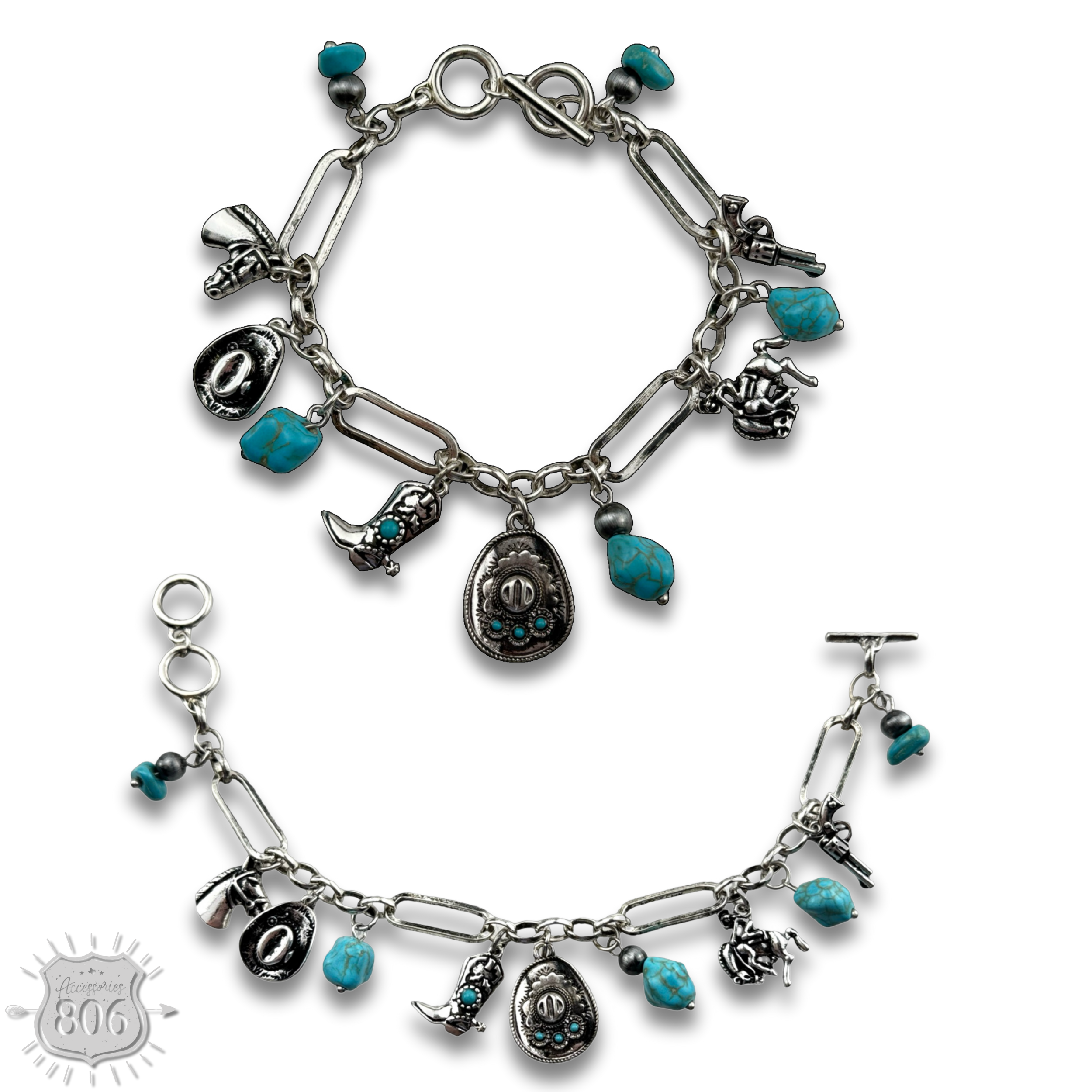 Western style charm bracelet: Turquoise