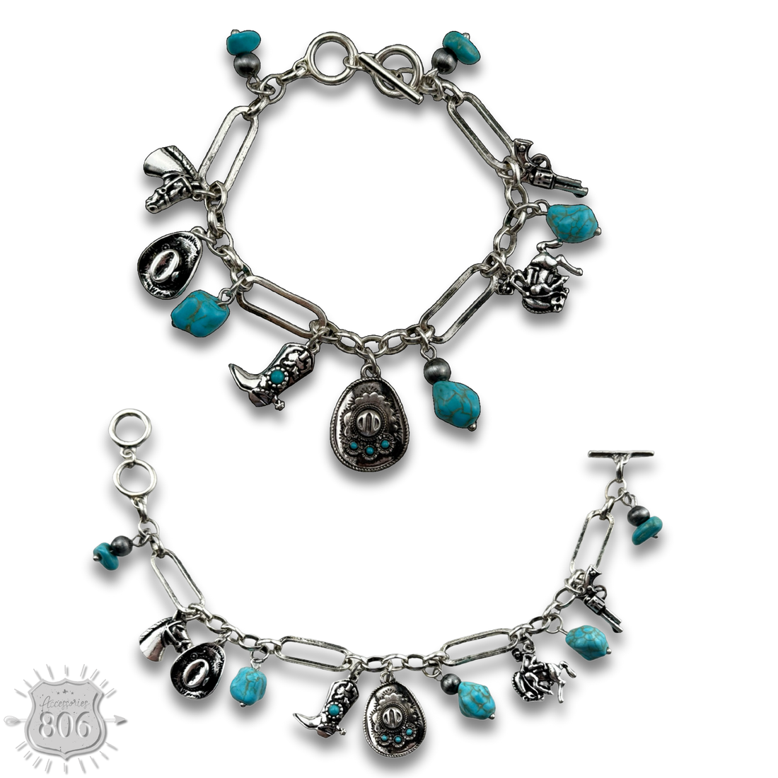 Western style charm bracelet: Turquoise