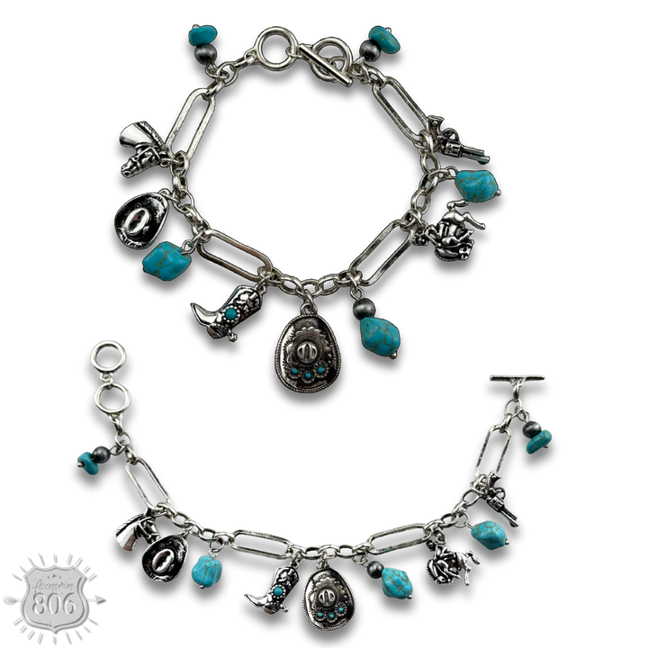 Western style charm bracelet: Turquoise