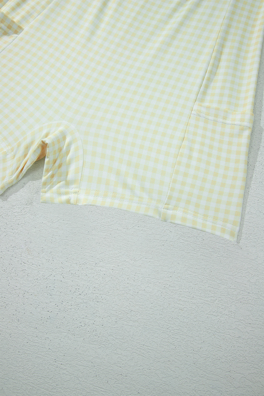 Yellow Cream Faux Two Piece Gingham Contrast Patchwork Loose Mini Dress