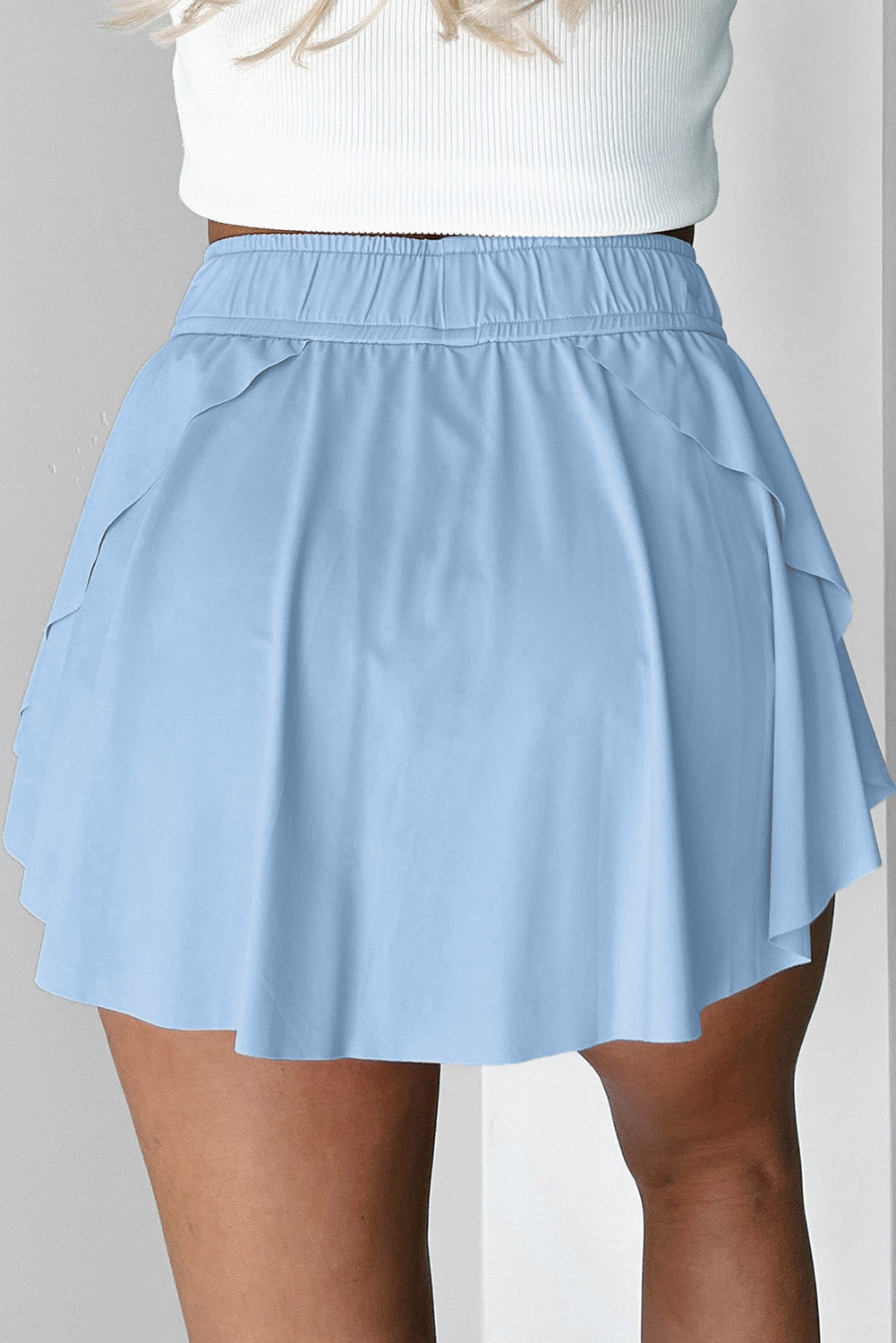 Drawstring Elastic Waistband Lined Tennis Skort