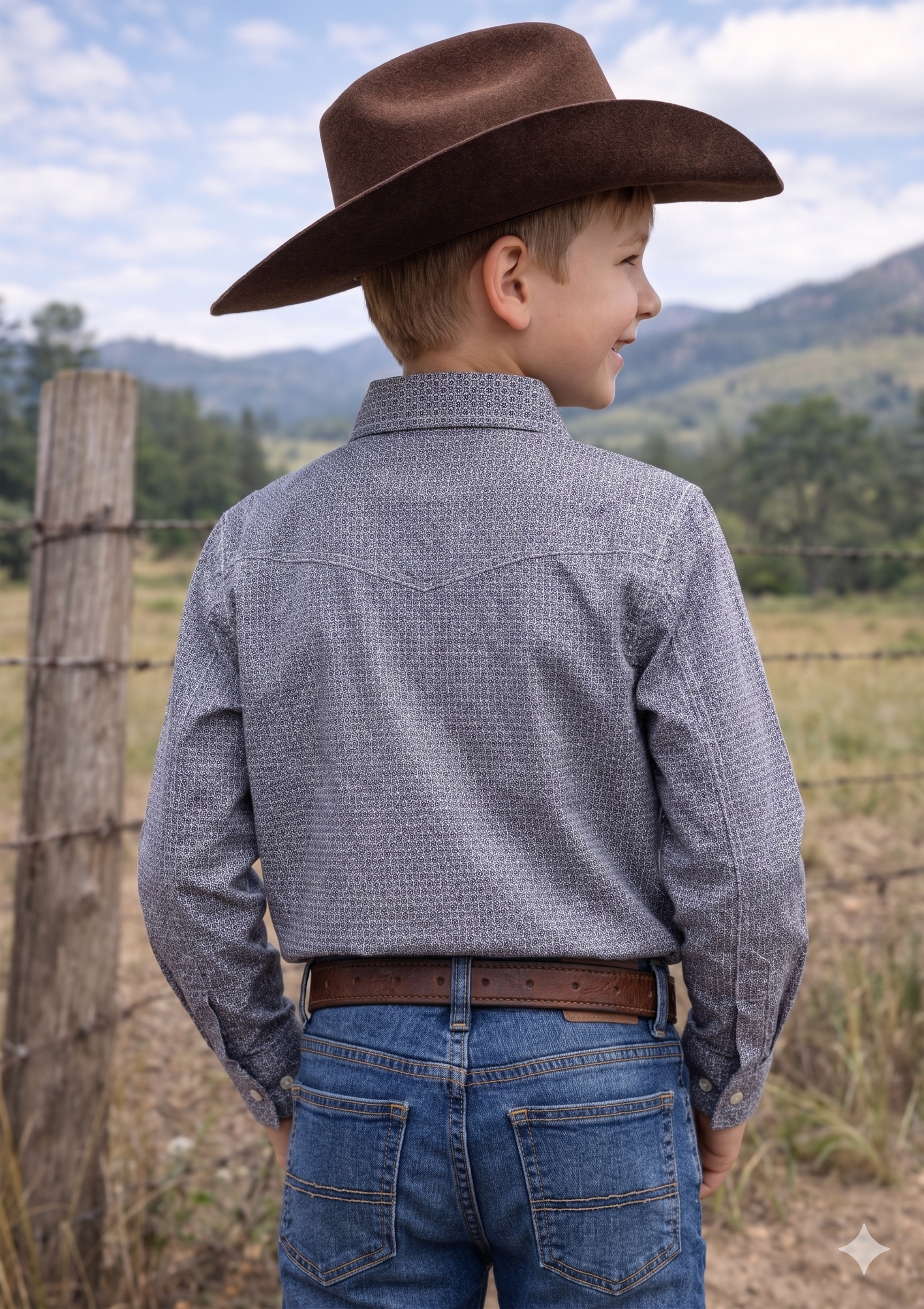 Boys Premium Cotton Western Snaps Long Sleeves Shirts with Stretch