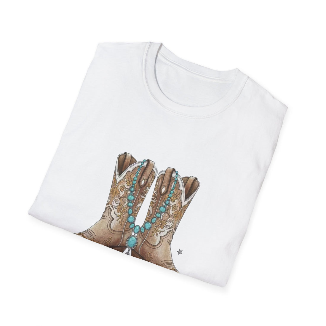 Cowgirl Boots Graphic T-Shirt — "Rustic Threads Co." Western Tee
