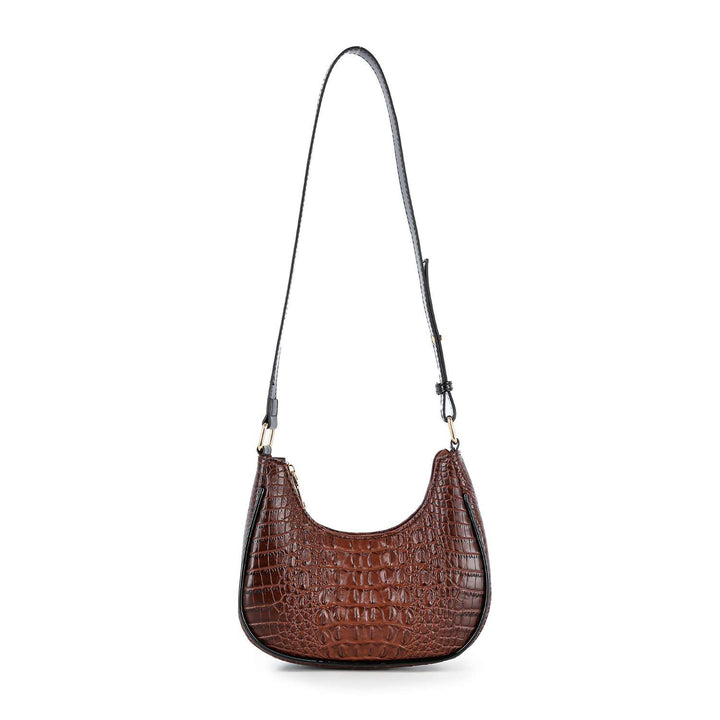 Alligator Embossed Shoulder Bag: Dark Brown