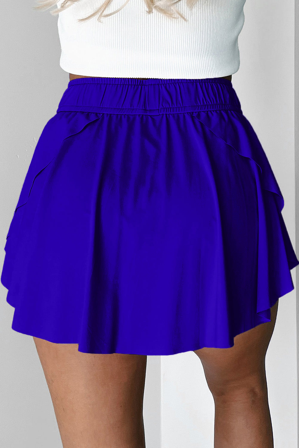 Drawstring Elastic Waistband Lined Tennis Skort