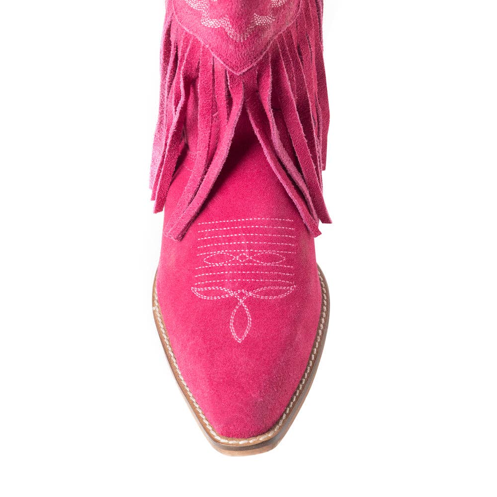 Myra Bag Real Suede Leather Rodeo Ride Booties In Pink