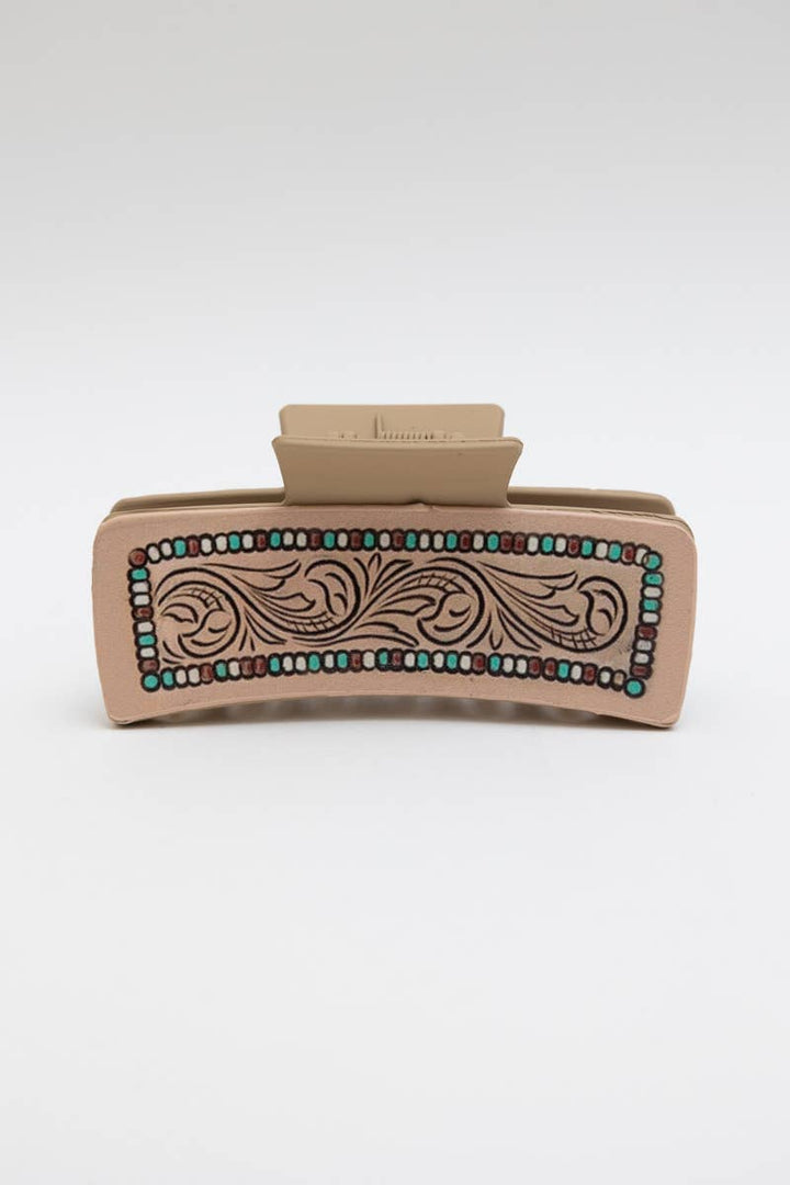 🌵 Western Bohemian Hair Claw Clips – Stylish and Unique: Tooled Swirl