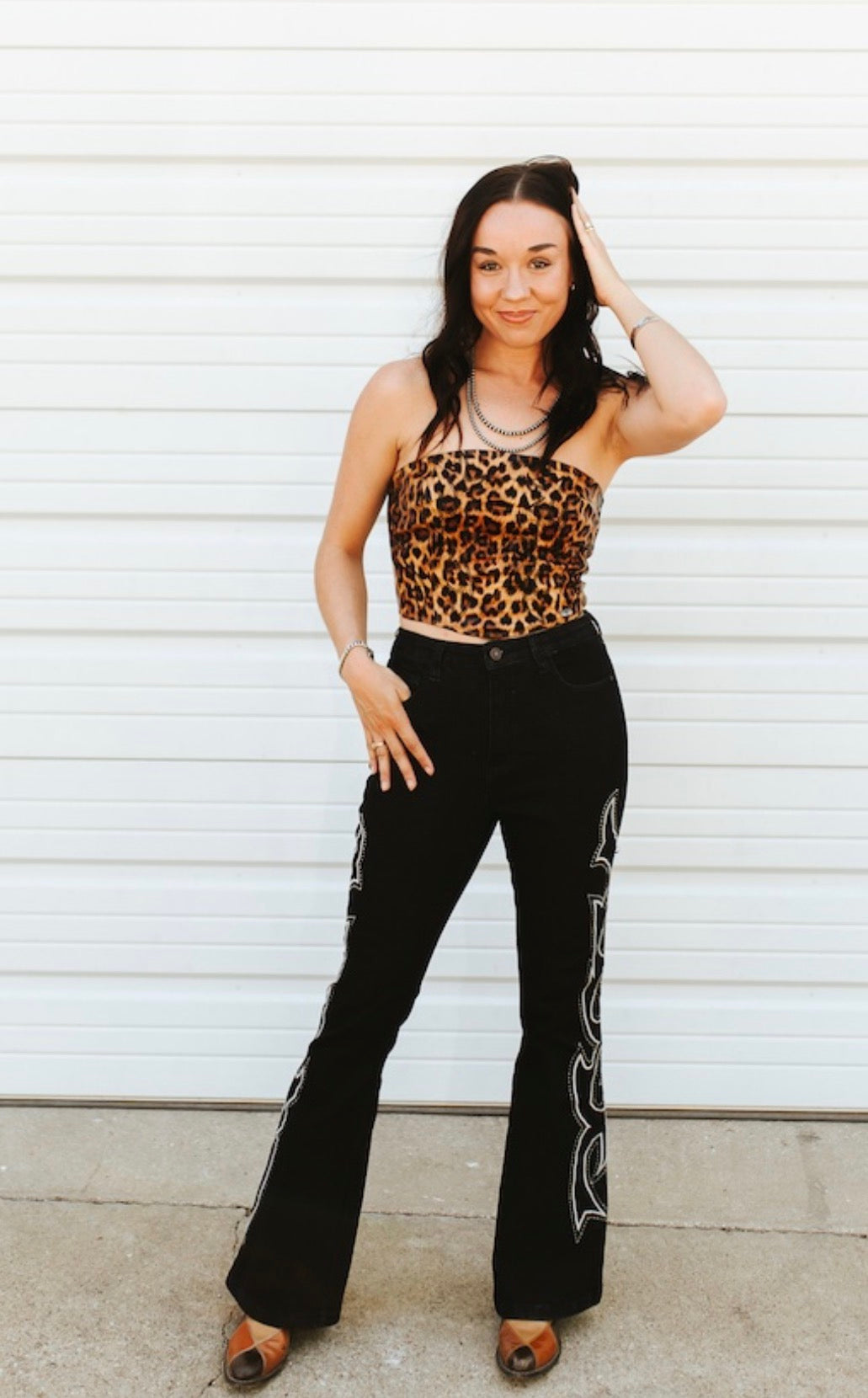 BLACK BOOT STITCH EMBROIDERY JEANS PLUS SIZE (32IN INSEAM)