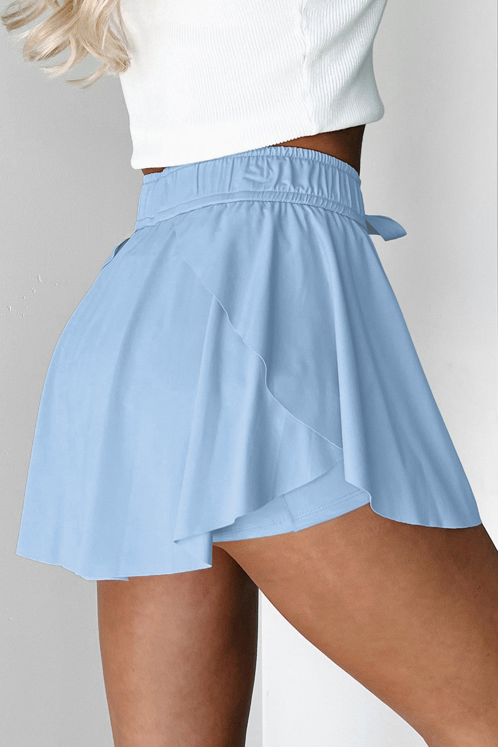 Drawstring Elastic Waistband Lined Tennis Skort