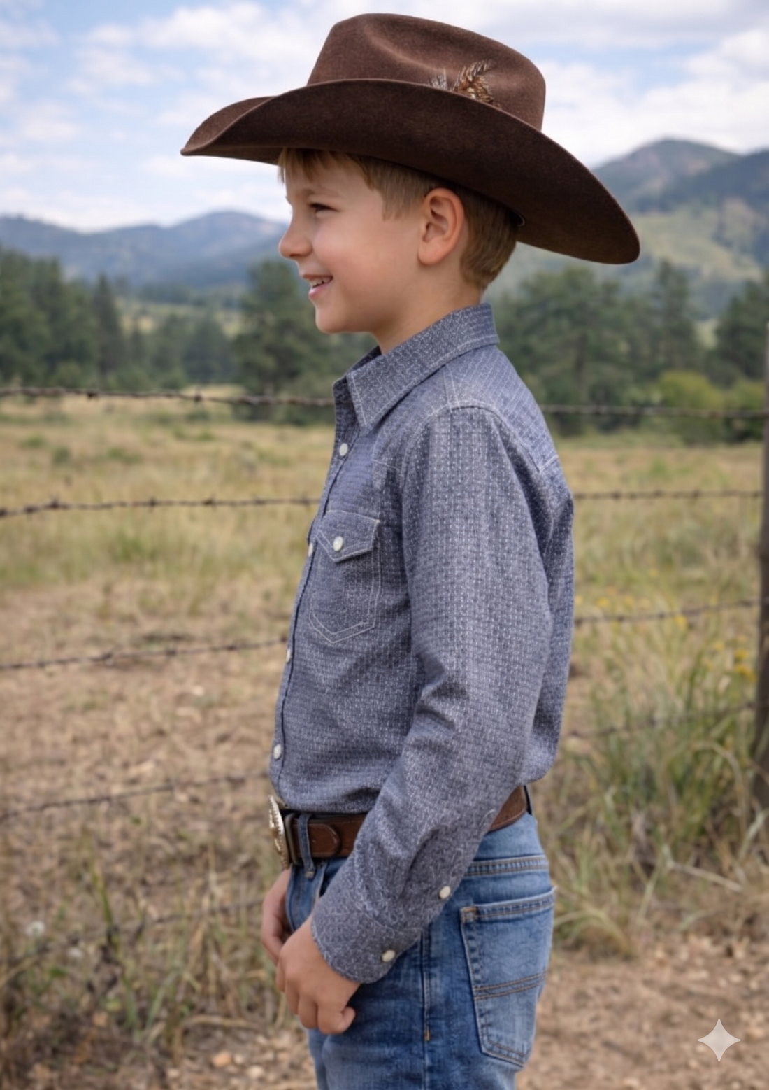 Boys Premium Cotton Western Snaps Long Sleeves Shirts with Stretch