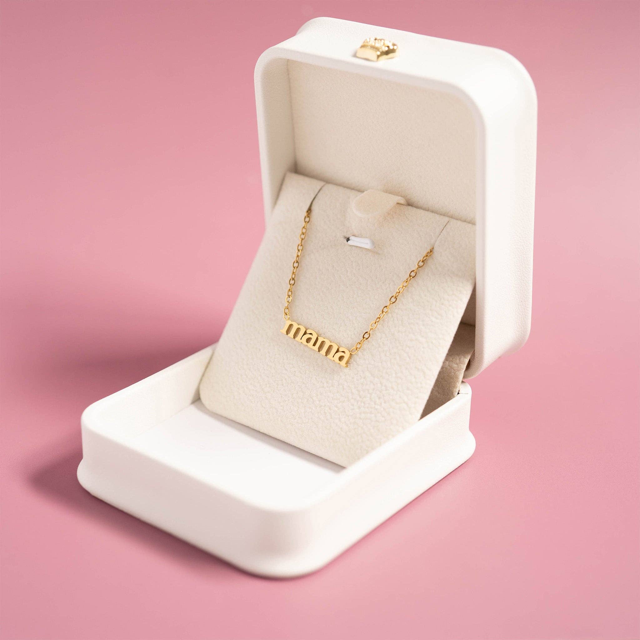 18K Gold PVD Stainless Steel Mama Charm Necklace: Gold