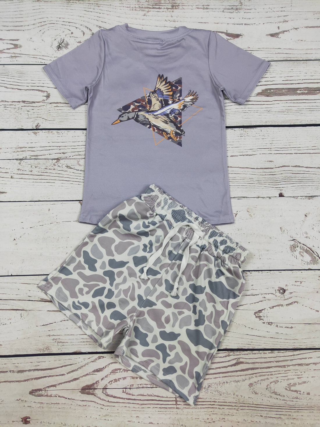 Baby Boy Duck Camouflage Printed Shorts Set