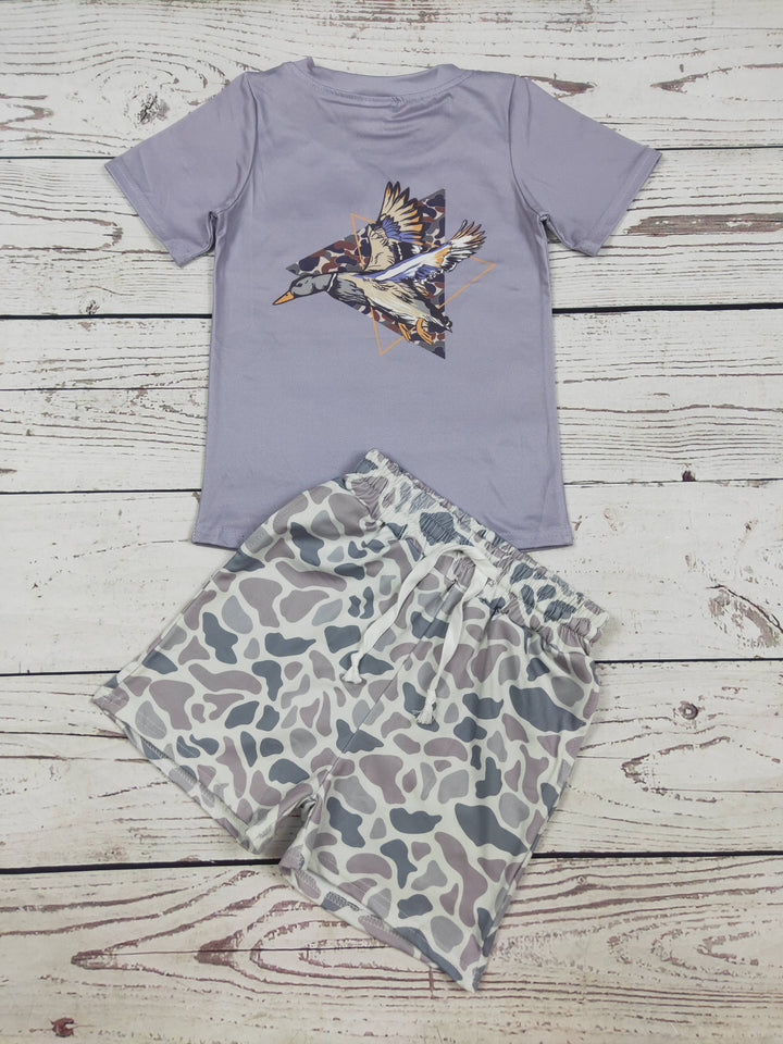 Baby Boy Duck Camouflage Printed Shorts Set