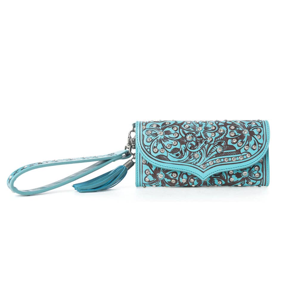 Myra Western Handtooled Leather Wallet Wildflower