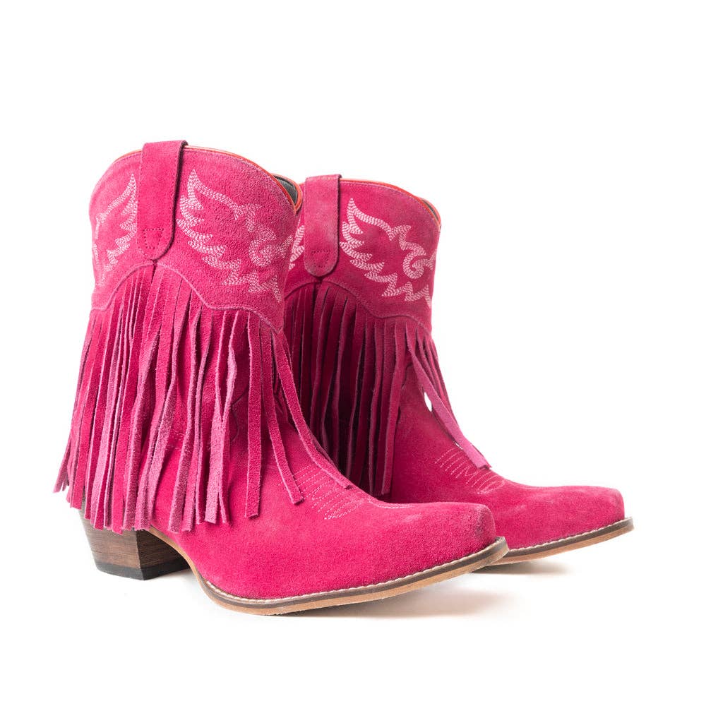 Myra Bag Real Suede Leather Rodeo Ride Booties In Pink