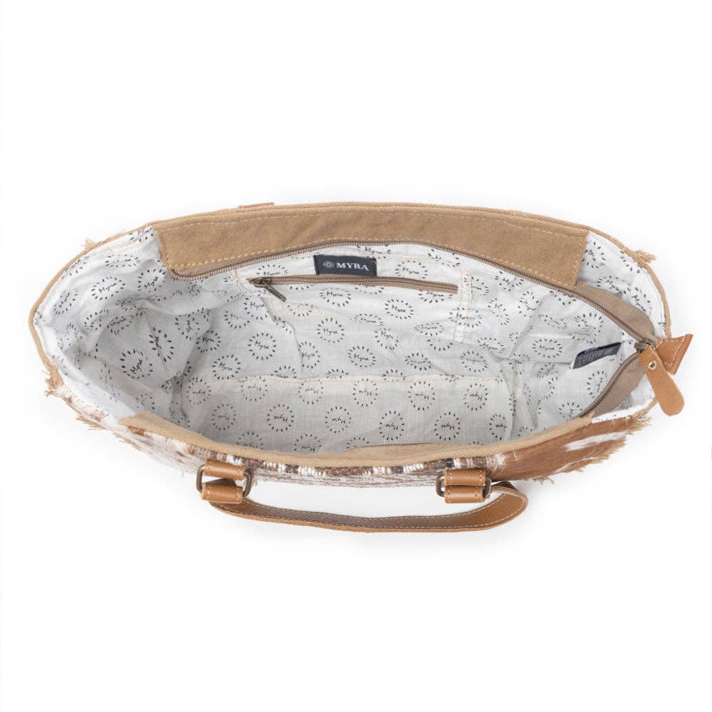 Myra Bag Elisa Natural Cowhide Canvas Small Crossbody Bag For Women