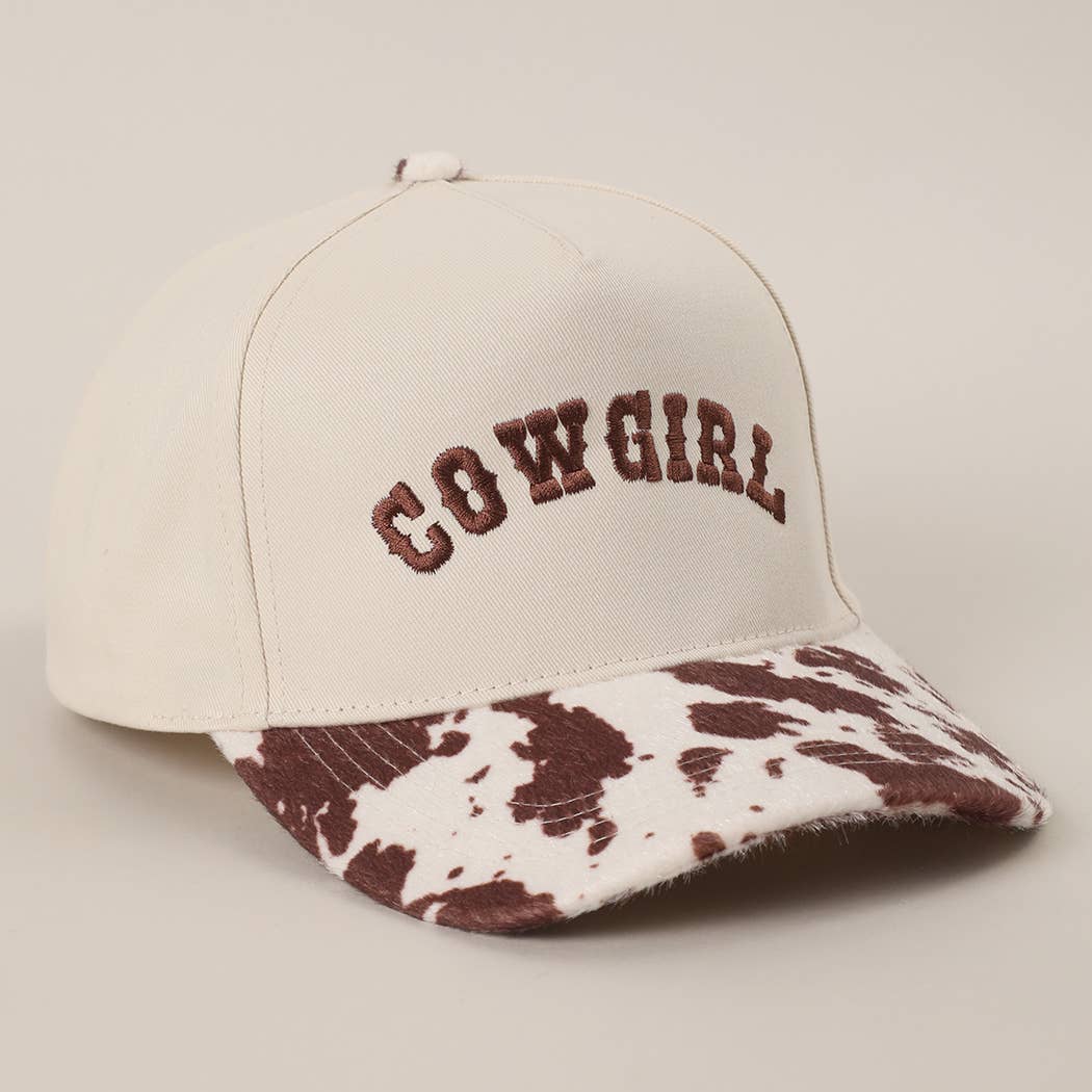 COW GIRL Embroidered Animal Print Trucker Hat