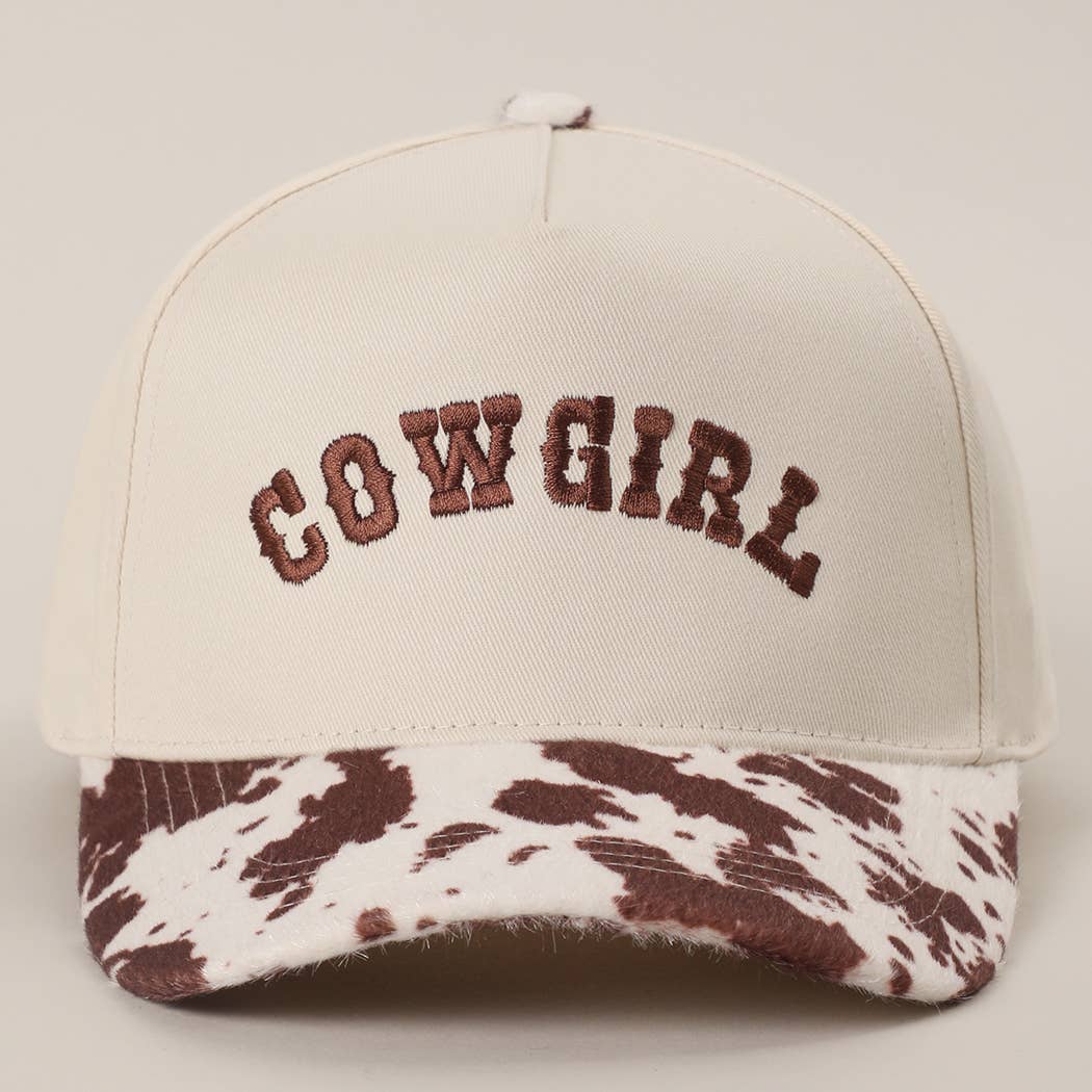 COW GIRL Embroidered Animal Print Trucker Hat