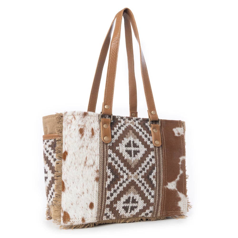 Myra Bag Elisa Natural Cowhide Canvas Small Crossbody Bag For Women