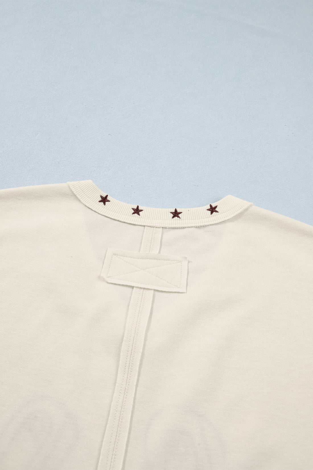 White Horseshoe Embroidered Star Trim V Neck Loose Tank Top