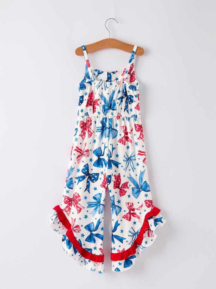 4th of july Bow Print Jumpsuit: