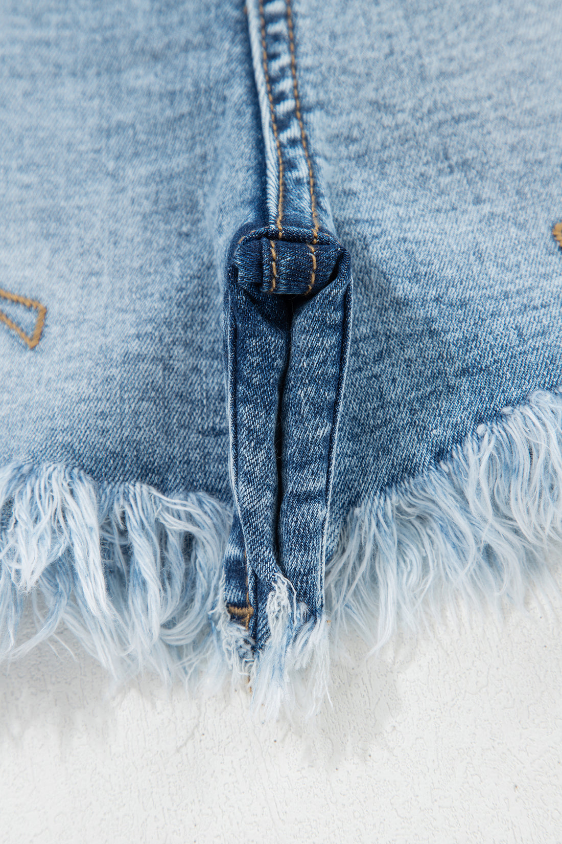 Dusk Blue Western Embroidery Stud Denim Shorts