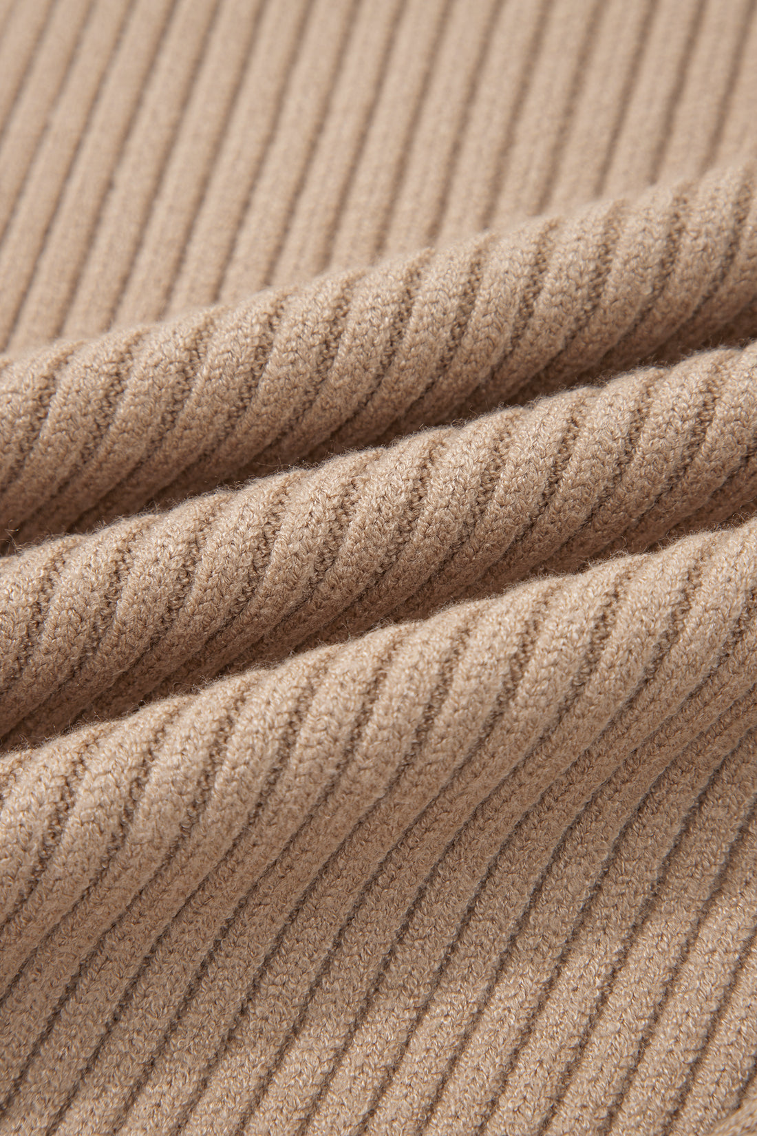 Light French Beige Ribbed Knit Contrast Trim Round Neck Horseshoe Sweater Vest