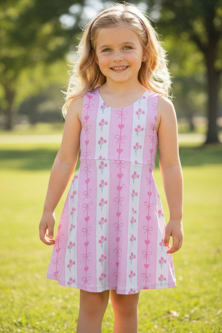 Pink floral printed Hi-Performance dress w/undershorts