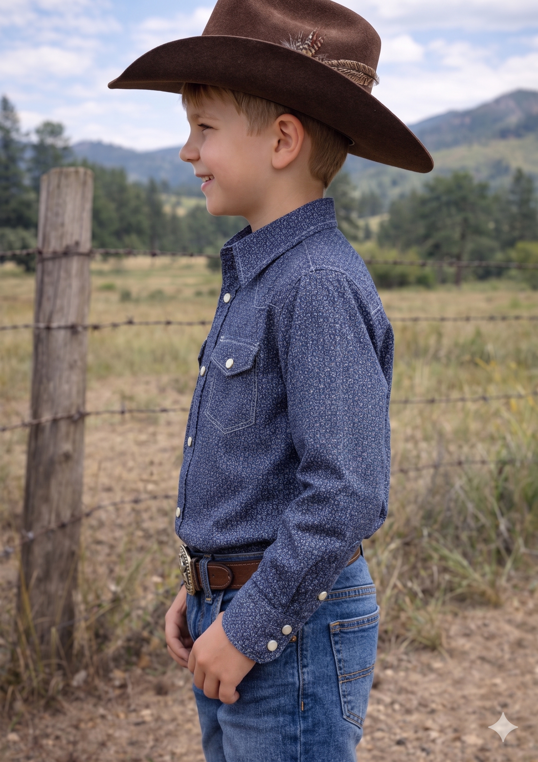 Boys Premium Cotton Western Snaps Long Sleeves Shirts with Stretch