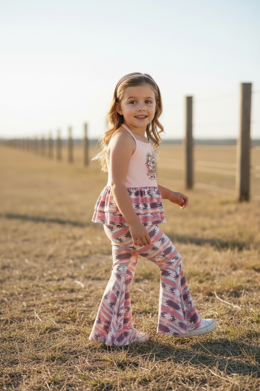 Rodeo Aztec Printed Halter Tunic and Aztec Bell Bottoms