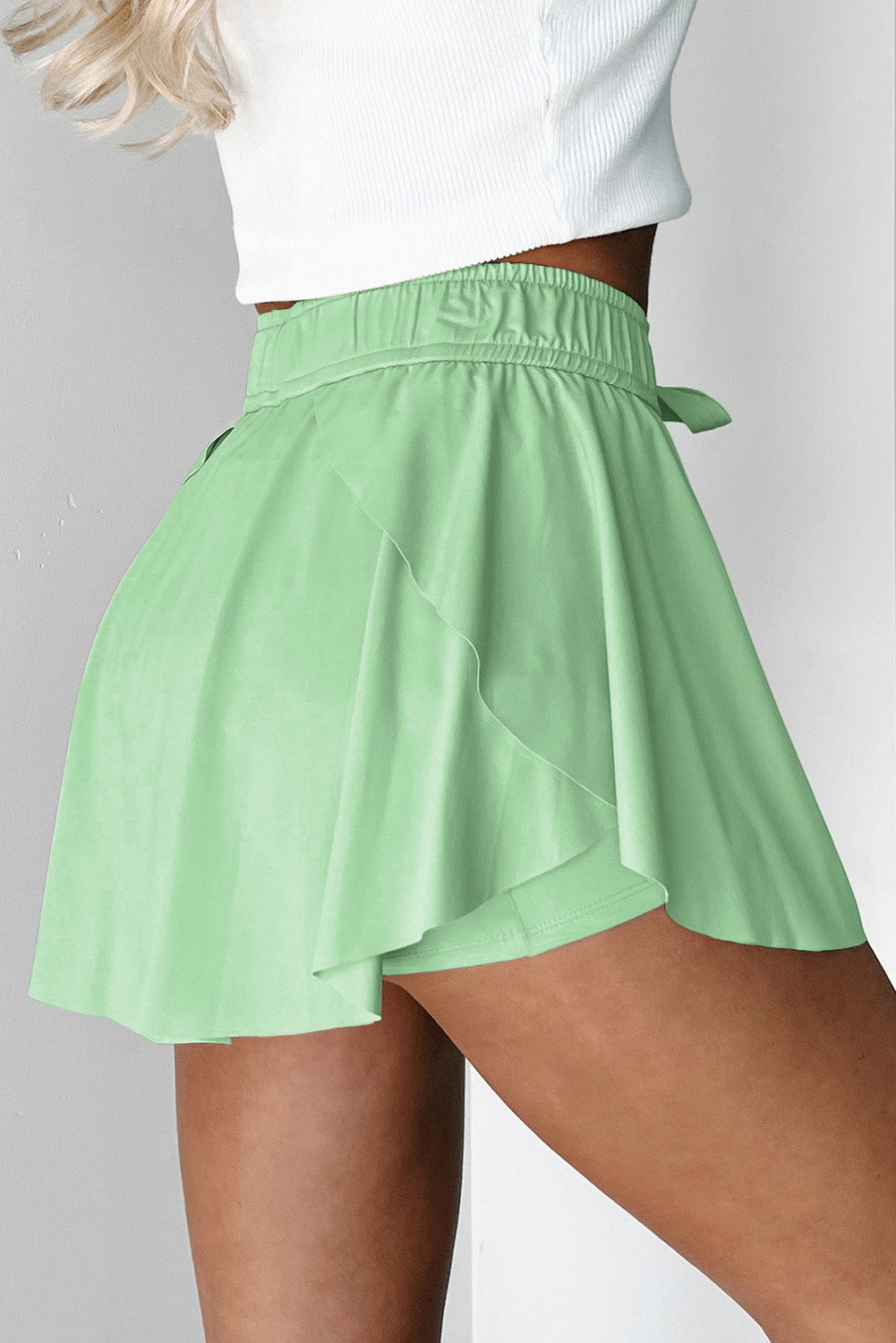 Drawstring Elastic Waistband Lined Tennis Skort
