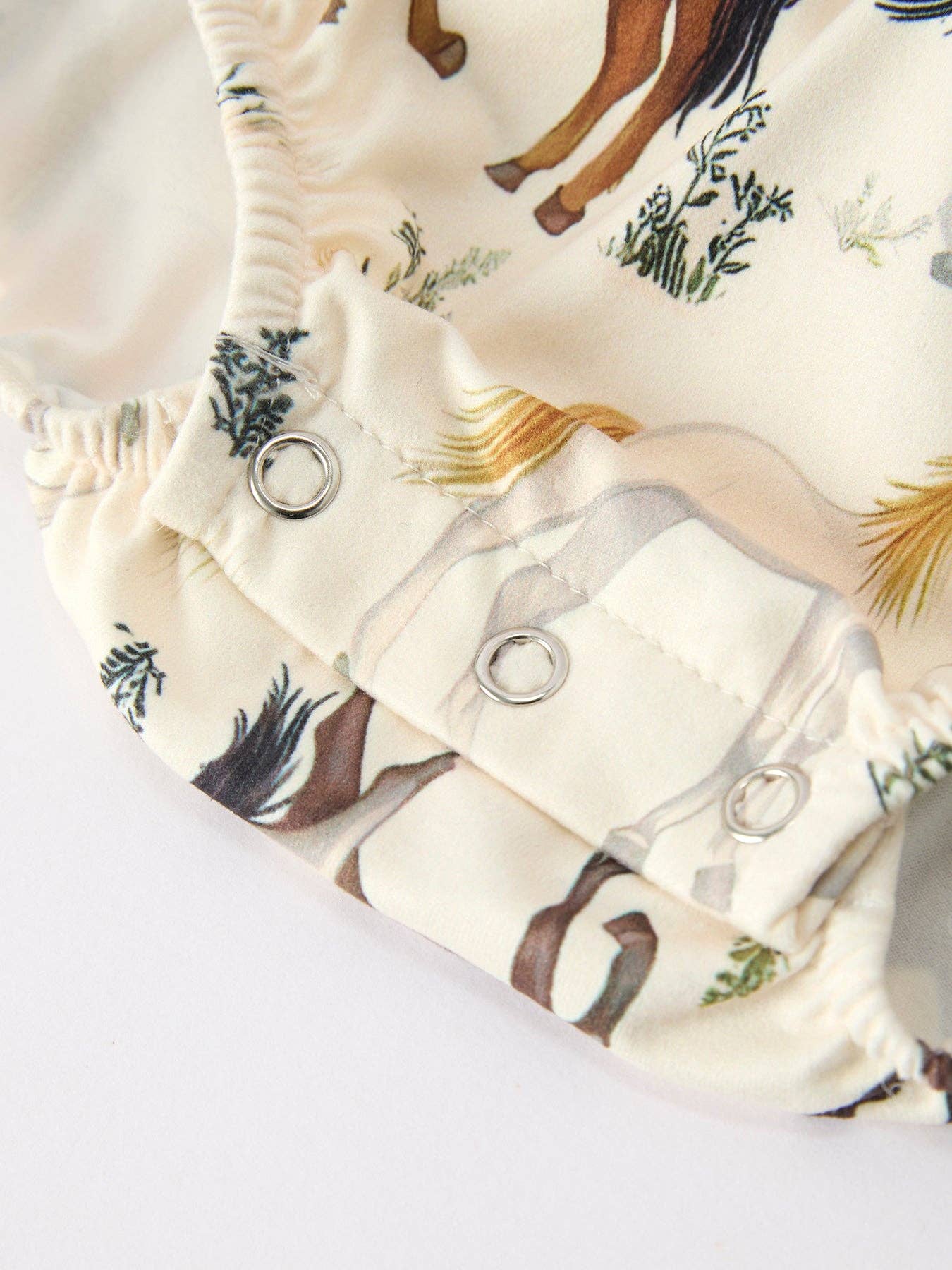 Western Horse Print Girls Long Sleeve Romper With Bow Ruffle
