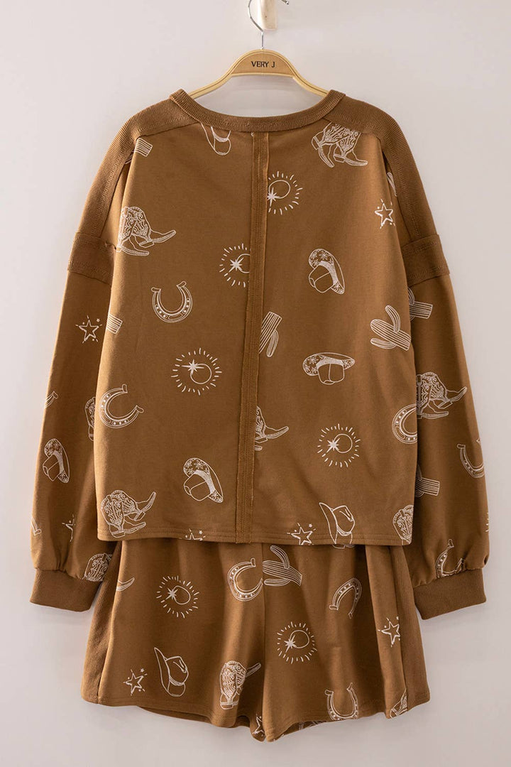 Very J Plus Size Western Print Lounge Set