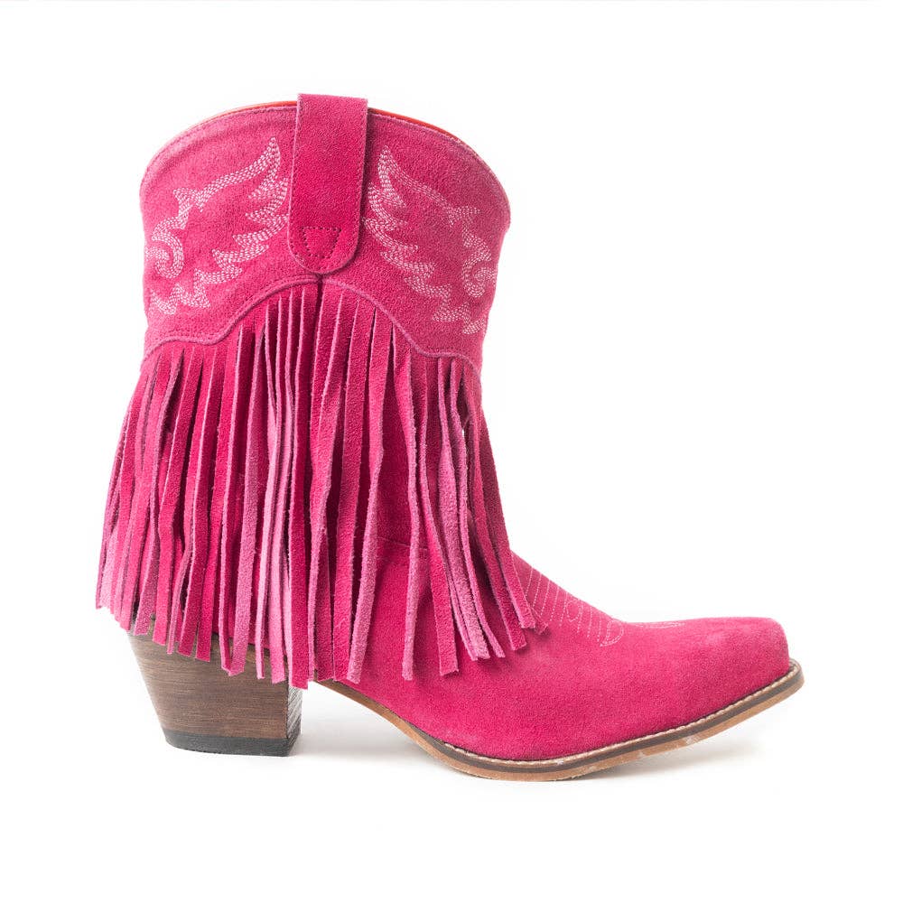 Myra Bag Real Suede Leather Rodeo Ride Booties In Pink