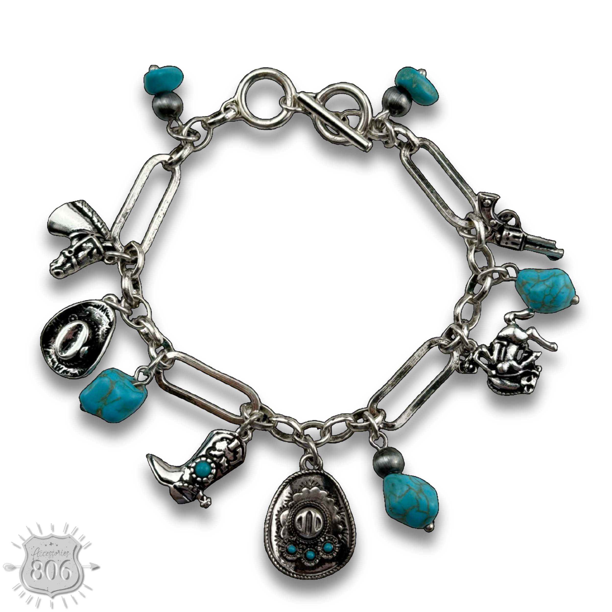 Western style charm bracelet: Turquoise