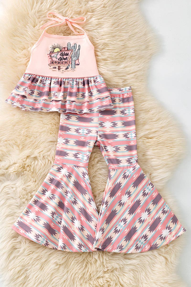 Rodeo Aztec Printed Halter Tunic and Aztec Bell Bottoms