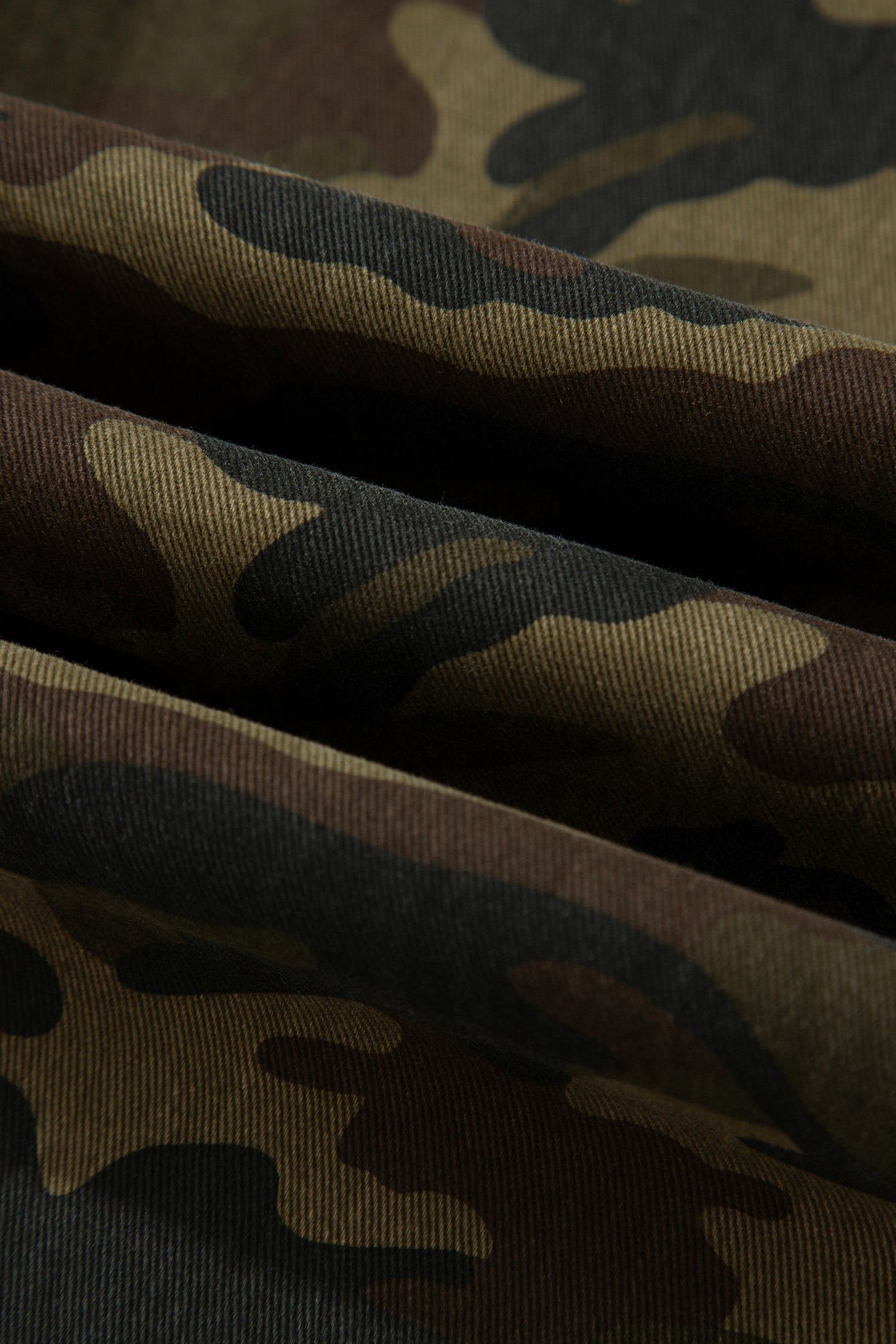 Multicolour Camouflage Print Retro Grommet Tie Waist Loose Jeans