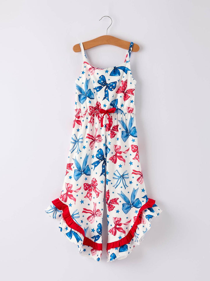 4th of july Bow Print Jumpsuit:
