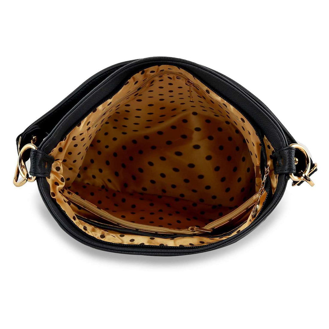 Wings Design Rhinestone Hobo Handbag: Black