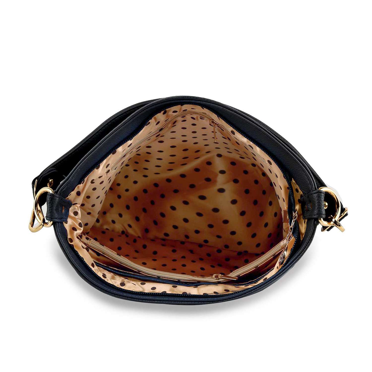 Stunning Iridescent Rhinestone Design Hobo Crossbody: Black