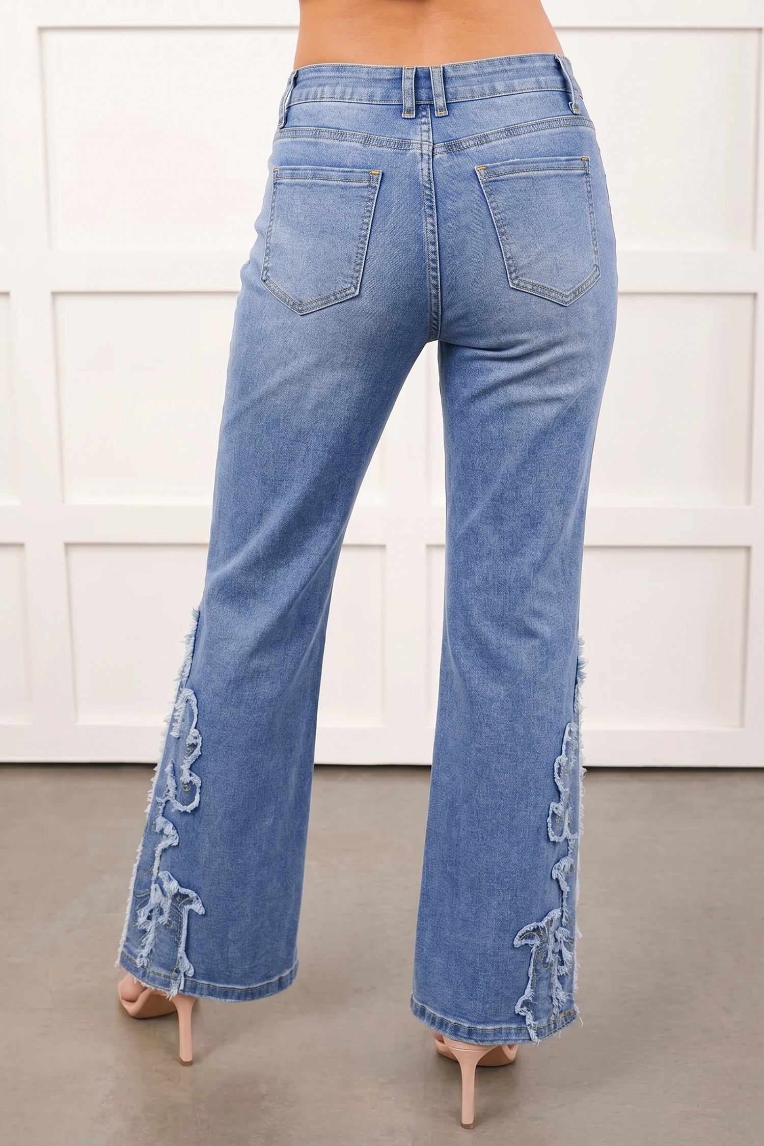 Ashleigh Blue Embroidered Western Print Flare Leg Full Length Jeans