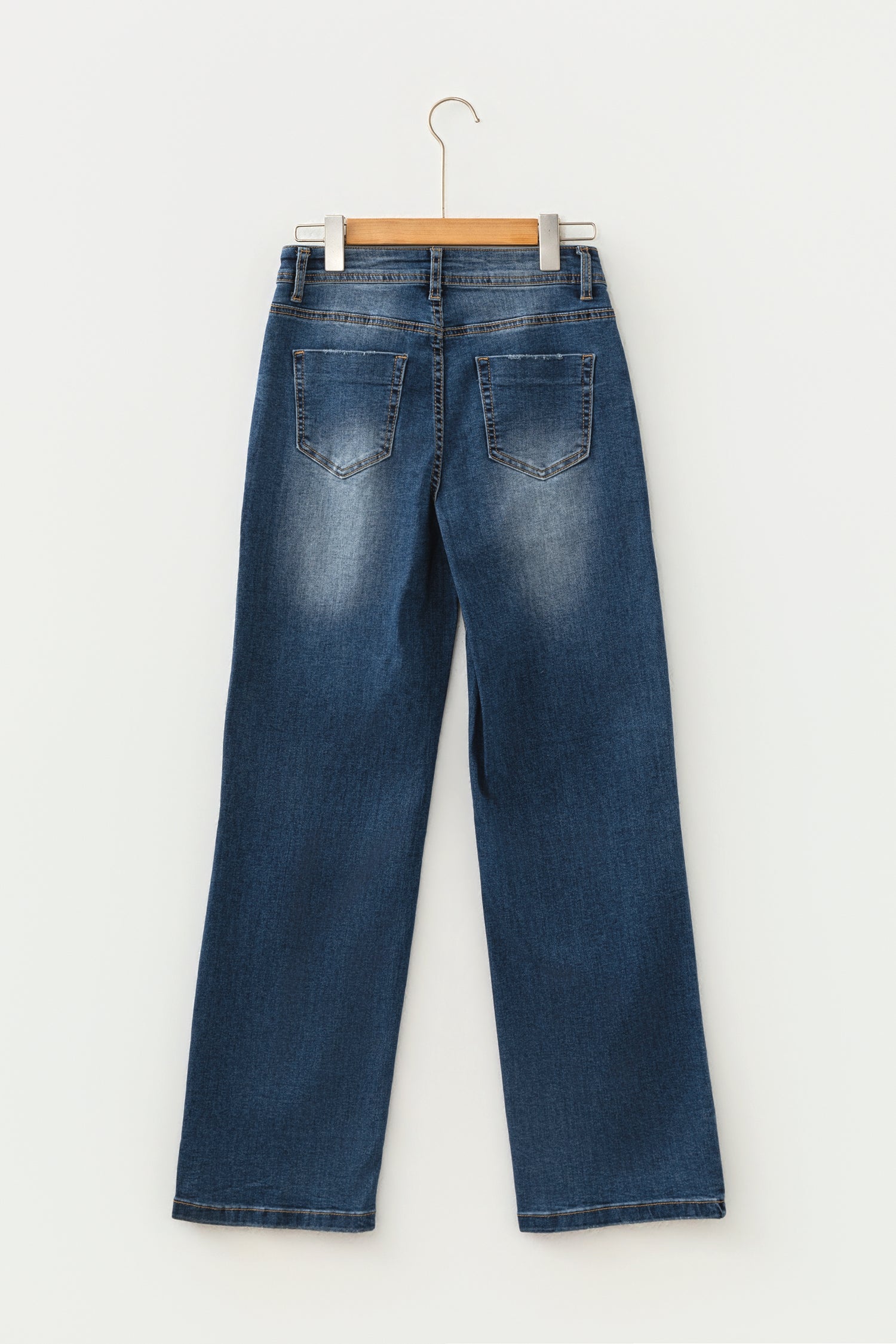 Myosotis Acid Washed Straight Leg Full Length Casual Jeans