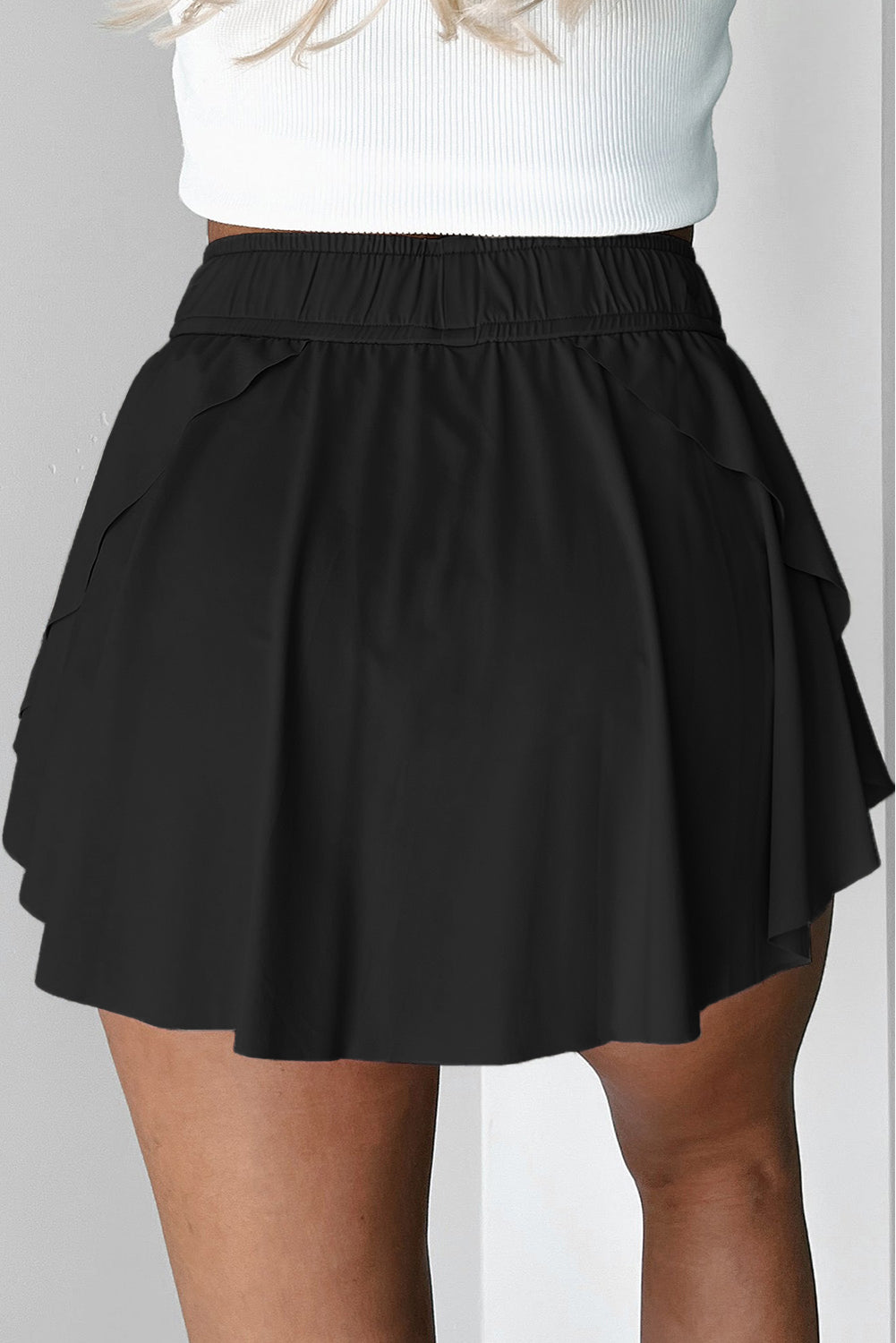 Drawstring Elastic Waistband Lined Tennis Skort