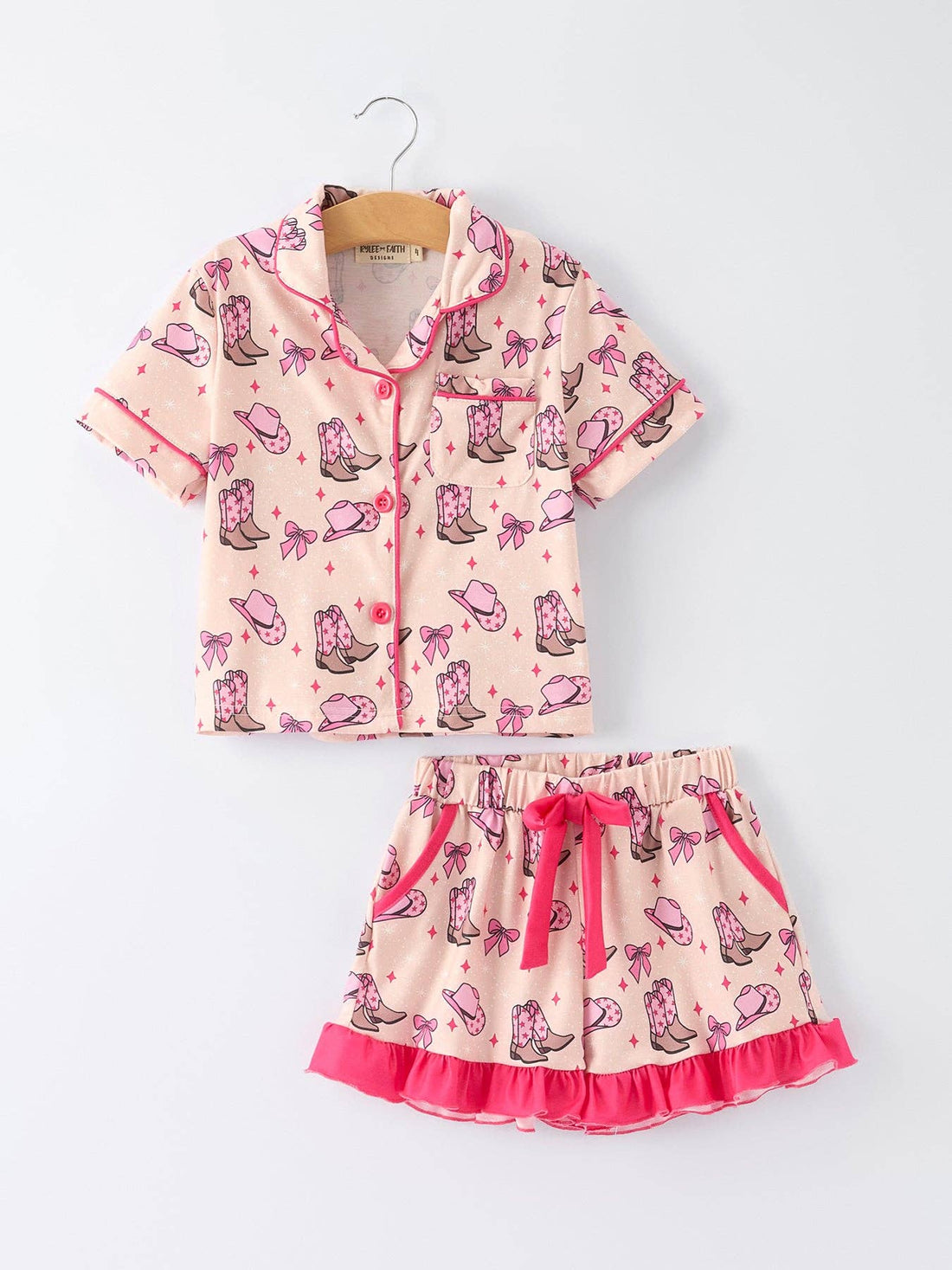 Mommy & Me Western Print Ruffle Pajama Set: KIDS